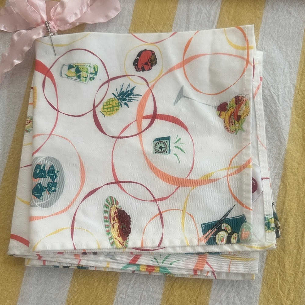 Set 4 Colorful food Print cotton dinner Napkins Nicole miller for food network